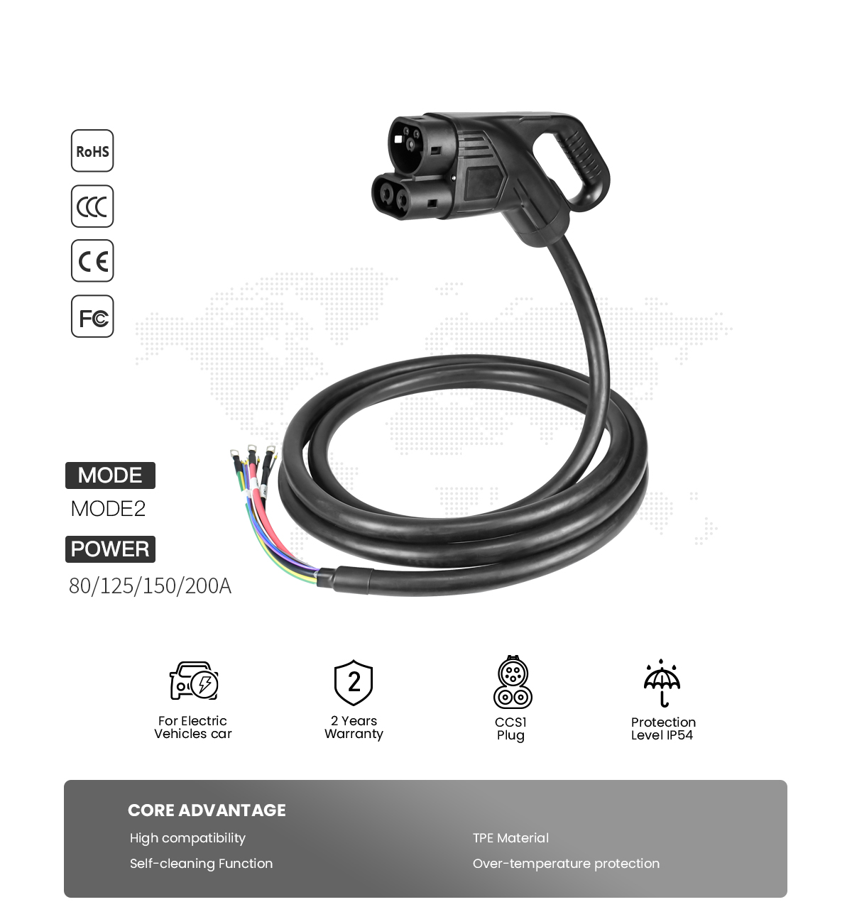 1000V DC Fast Power Ev Charging CCS2 Plug from China manufacturer Mario